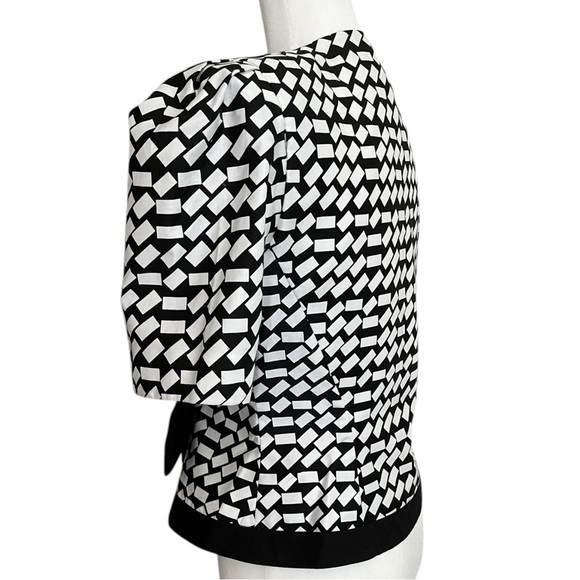 Vintage David Warren Saks Fifth Avenue Size M Black White Structured Bow Jacket - Picture 3 of 12